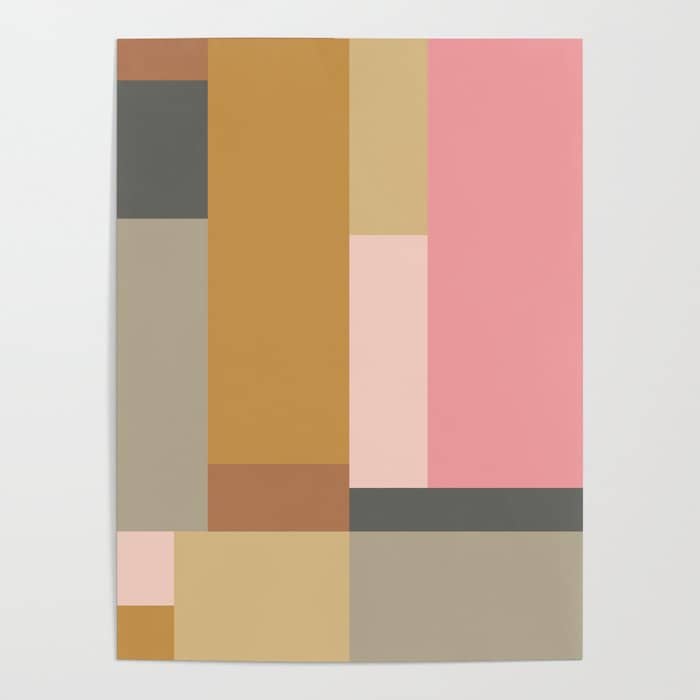 Color Block | Sage Green And Rose Pink Poster