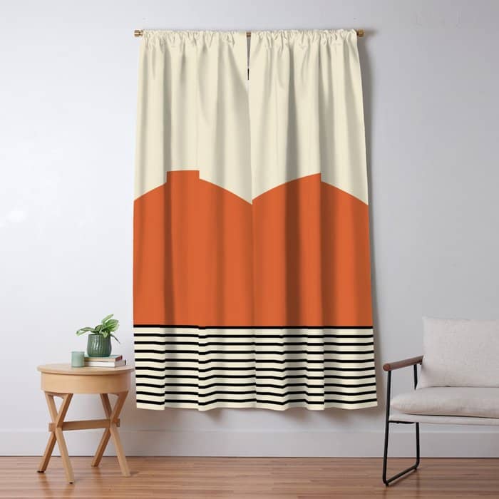 Sunrise Sunset I - Orange Black Window Curtain