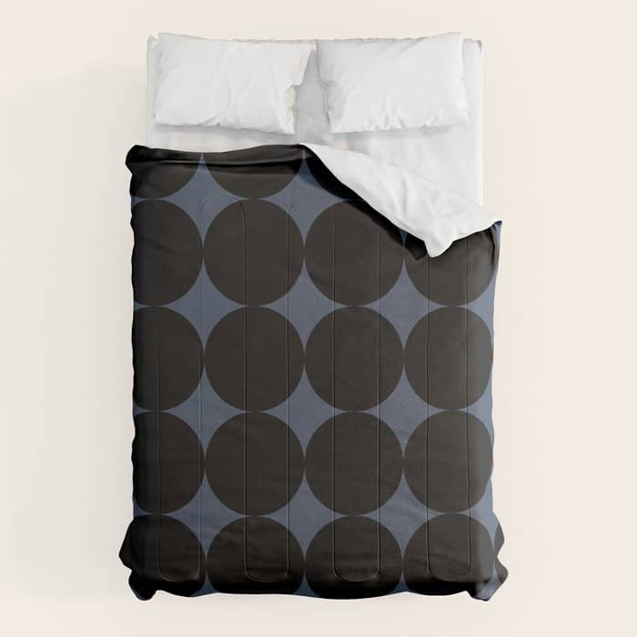 Circular Minimalism - Retro Blue Black Comforter