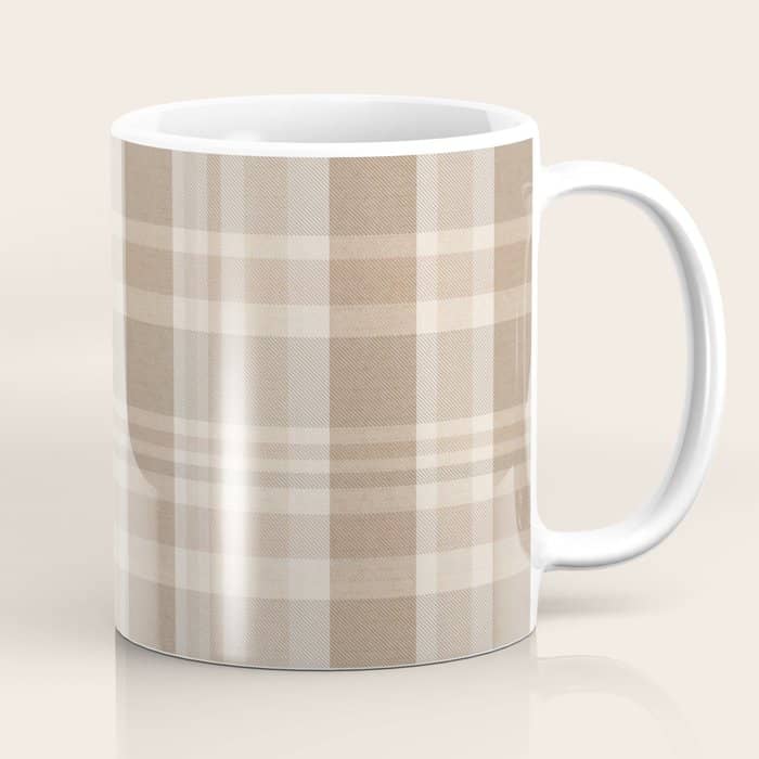 Plaid Prints, Brown And Beige Coffee Mug