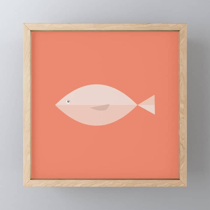 Sleepy Fish In Coral Blush Mini Art Print