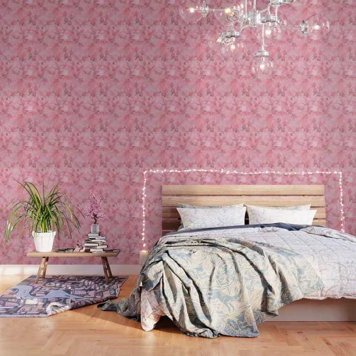 Blush Pink Green Watercolor Orchids Flowers  Wallpaper