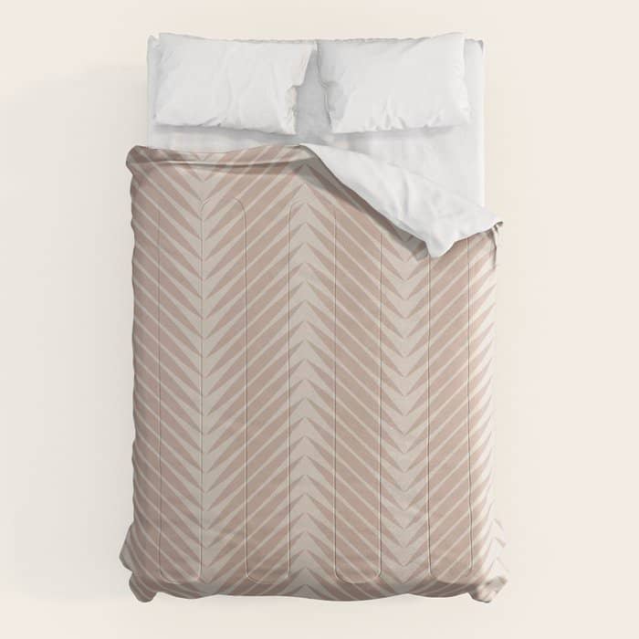 Palm Leaf Pattern - Neutral Beige Comforter