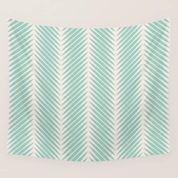 Palm Leaf Pattern - Turquoise Wall Tapestry