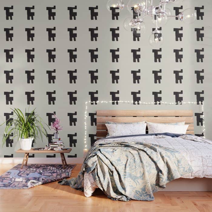 Black And White Minimalist Shapes Mid Century Ink Painting Wallpaper