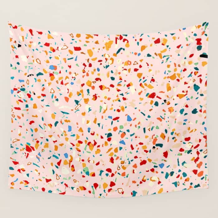 Blush Terrazzo | Pink Eclectic Speckles | Abstract Confetti Painting | Chic Bohemian Illustration Wall Tapestry