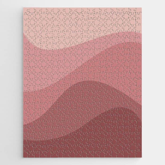 Abstract Color Waves - Pink Tones Jigsaw Puzzle