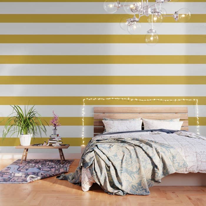 Mustard Yellow And White Solid Color Block Wallpaper
