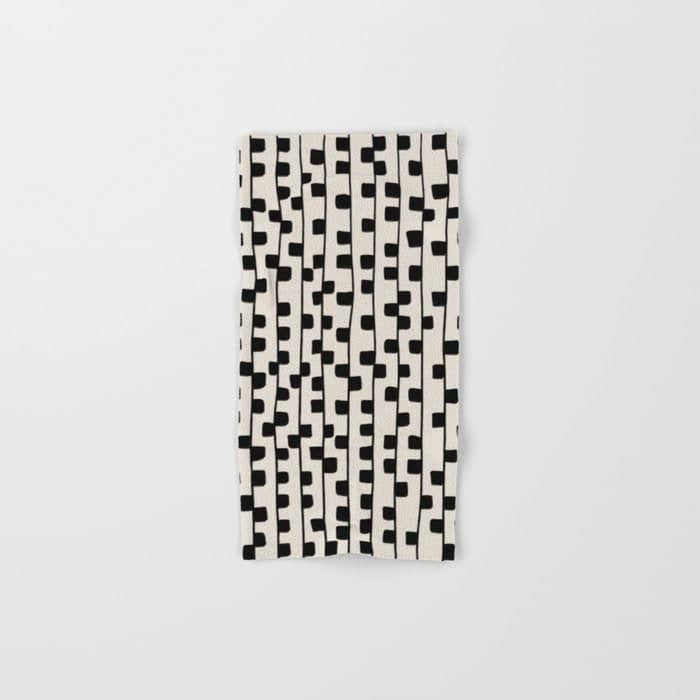 Squares / Black & White Pattern Bath Towel