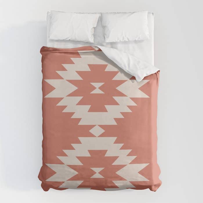Southwestern Minimalism - Bright Coral Red Duvet Cover