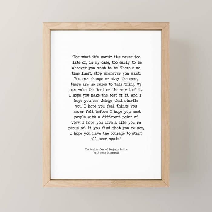 It'S Never Too Late Benjamin Button Mini Art Print