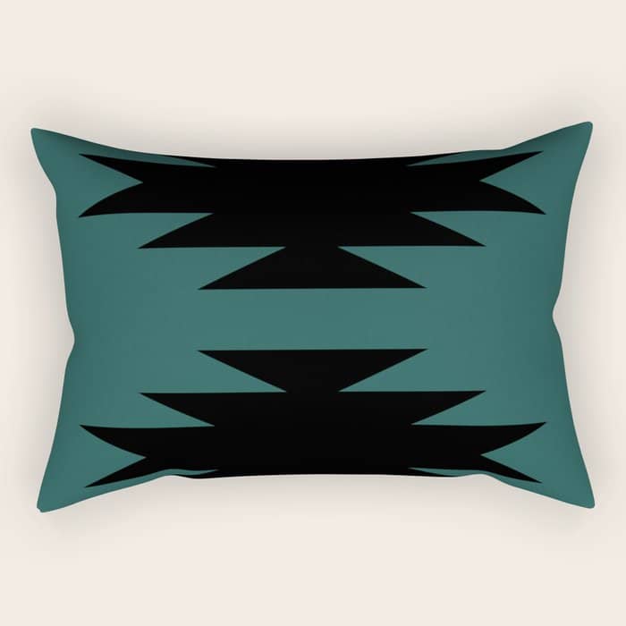 Geometric Southwestern Minimalism - Teal Green Rectangular Pillow