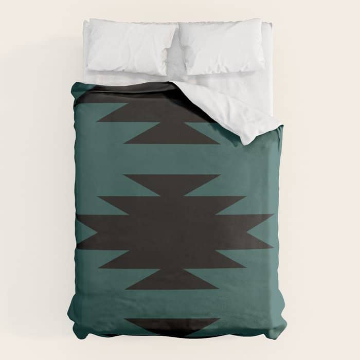 Geometric Southwestern Minimalism - Teal Green Duvet Cover