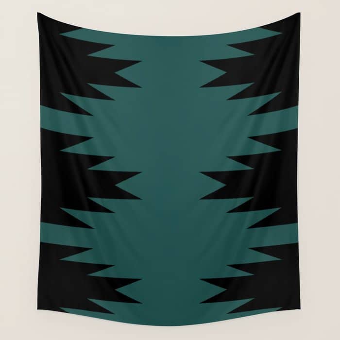 Geometric Southwestern Minimalism - Teal Green Wall Tapestry