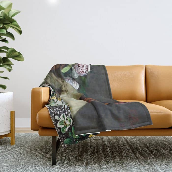 African American Masterpiece 'Young Woman With Peonies' By Frederic Bazille Throw Blanket