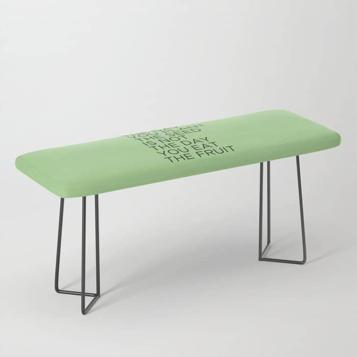 The Day You Plant The Seed Is Not The Day You Eat The Fruit Bench