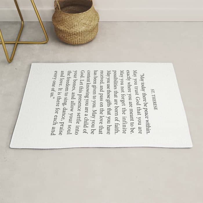 St. Therese Quote, May Today There Be Peace, Rug