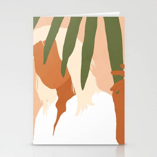 Musafir | Traveler Feminism Woman Of Color In White Shirt | Palm Tropical Minimal Bohemian Fashion  Stationery Card