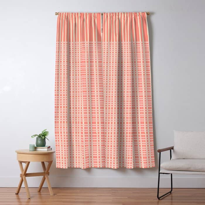 Abstract Stripes In Coral Window Curtain