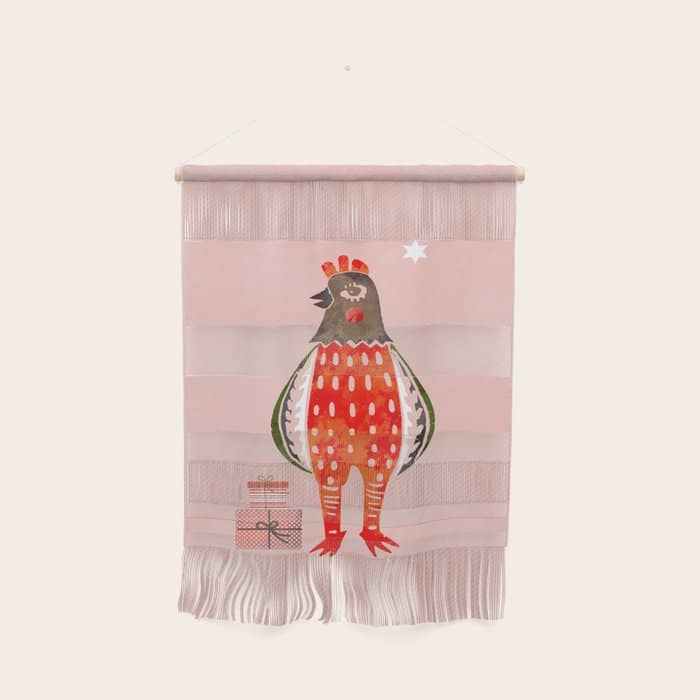 Christmas Chicken - Illustration Wall Hanging