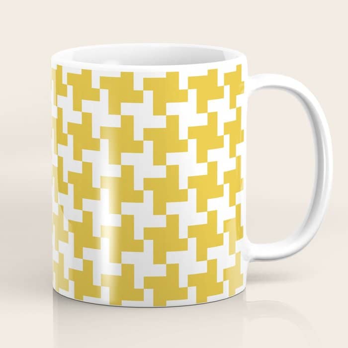 Houndstooth Pattern Mustard Yellow Coffee Mug