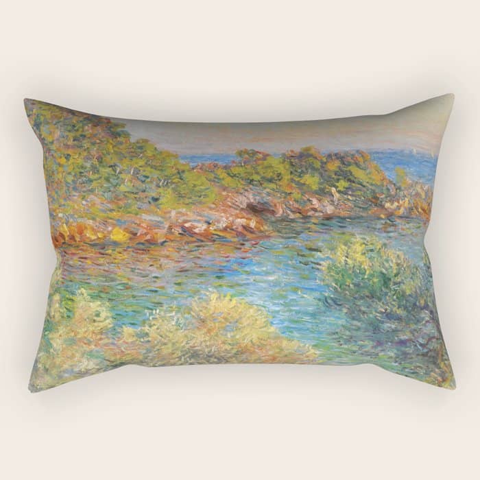 Claude Monet "Landscape Near Montecarlo" Rectangular Pillow