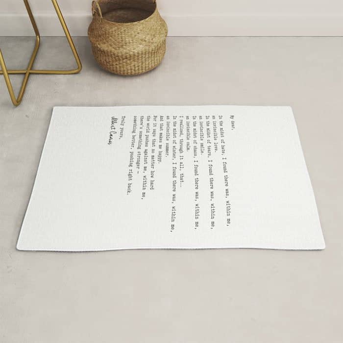 Albert Camus Quote - My Dear In The Midst Of Hate I Found Rug