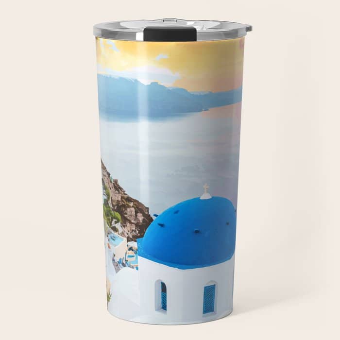 Greek Fantasy, Greece Travel Tropical Photography, Nature Landscape Ocean Architecture Graphic Travel Mug