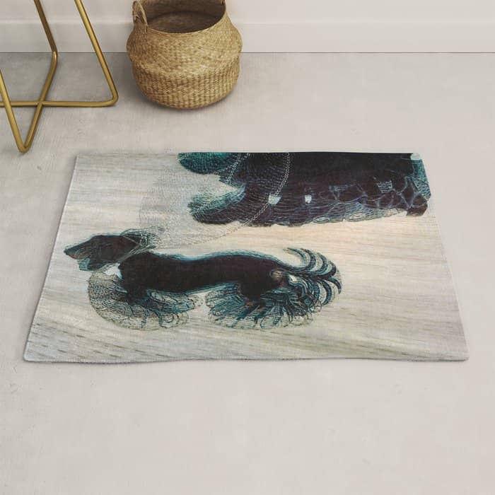 Dynamism Of A Dog On A Leash, Vintage Minimalist Art Rug