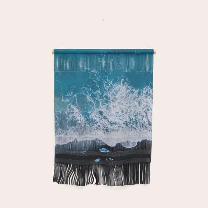 Minimalist Waves On A Beach In Iceland Wall Hanging