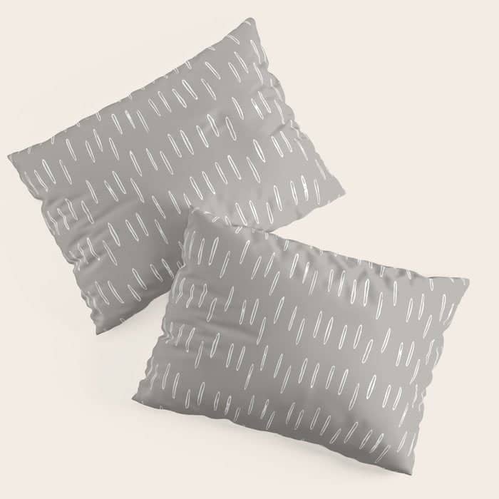 Raindrops, Gray, Minimalism, Abstract Art Pillow Sham