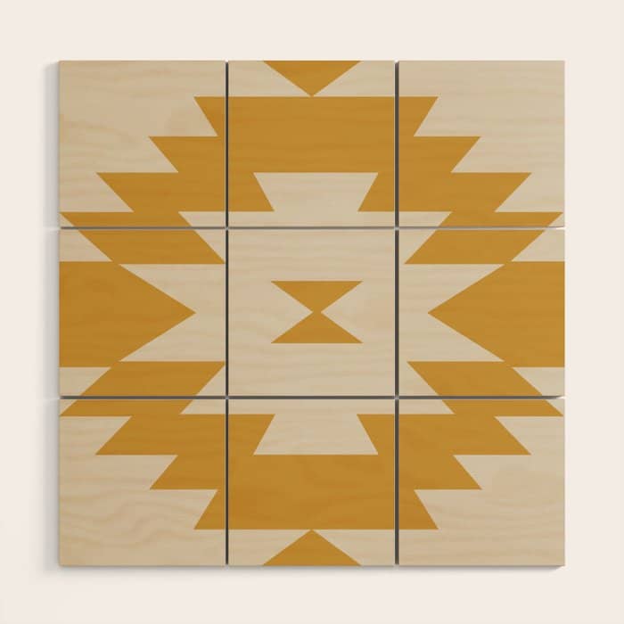 Southwestern Minimalism - Golden Yellow Neutral Beige Wood Wall Art