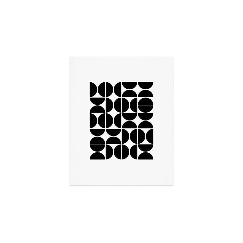 Mid Century Modern Geometric 04 Black Art Print