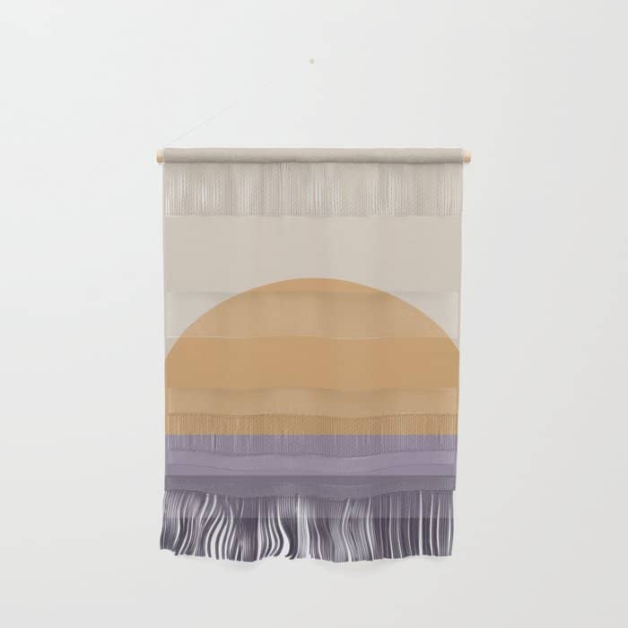 Minimal Retro Sunset Sunrise - Purple Mauve Dusk Wall Hanging