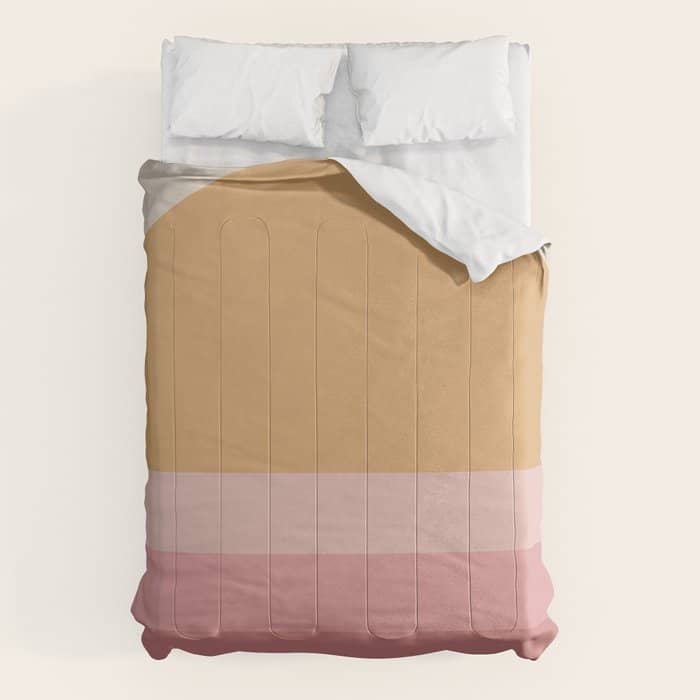 Minimal Retro Sunset Sunrise - Neutral Pink Comforter