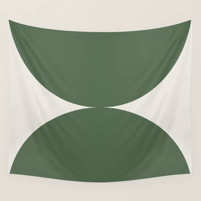 Bold Geometric Shapes Maximalism Xiii Green Wall Tapestry