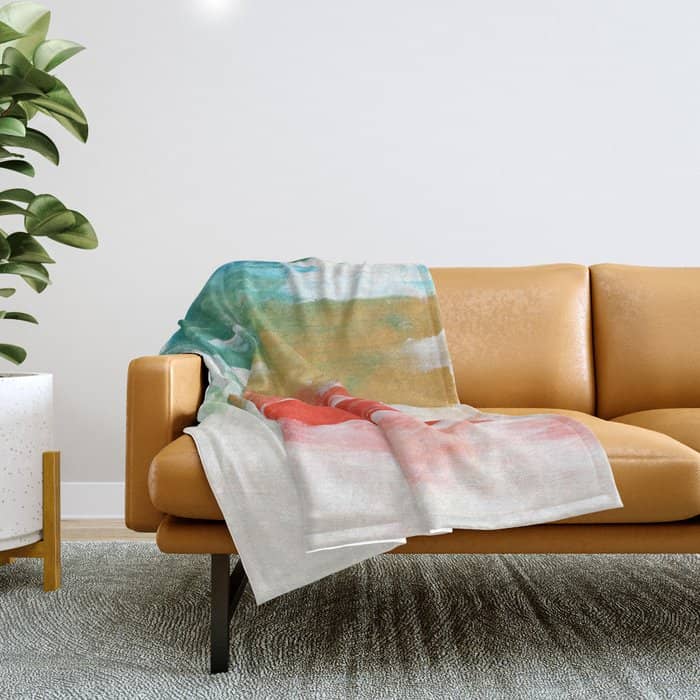 Ejaaz Haniff Colorful Abstract Acrylic Painting 'Storm In Paradise' Throw Blanket
