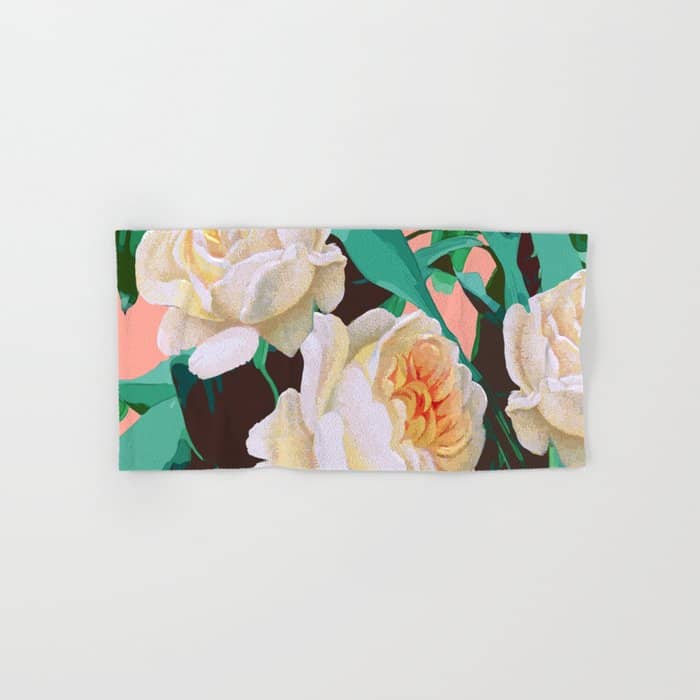 Tropical & White Blossom #Painting #Tropical #Botanical Bath Towel