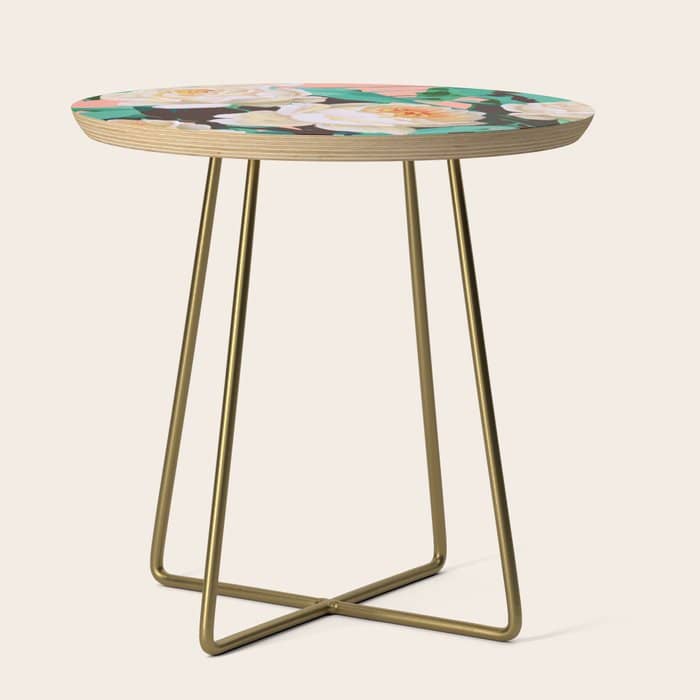 Tropical & White Blossom #Painting #Tropical #Botanical Side Table
