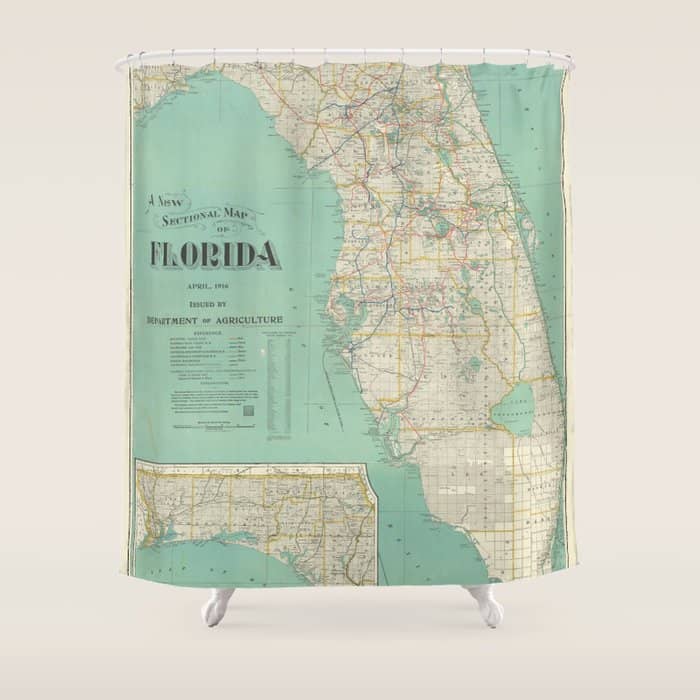 Vintage Florida Map (1916) Shower Curtain
