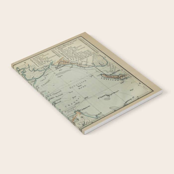 Vintage Map Of Charleston Sc Harbor (1904) Notebook
