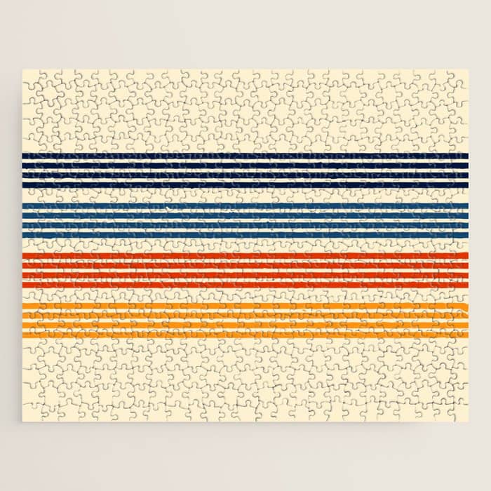 Kenshin - Classic Old School Retro Stripes Jigsaw Puzzle