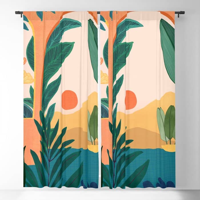 Santa Fe Oasis Desert Landscape With Plants Window Curtain
