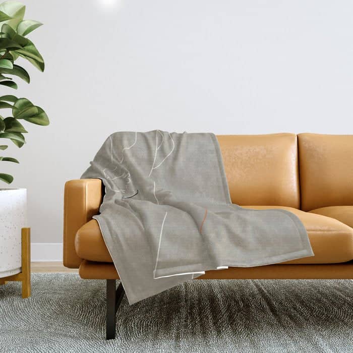 Minimal Line Art Woman Figure Ii Throw Blanket