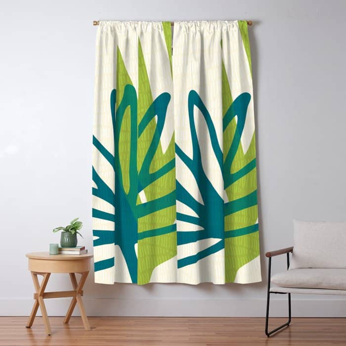 Playful Abstract Plant Shapes Window Curtain