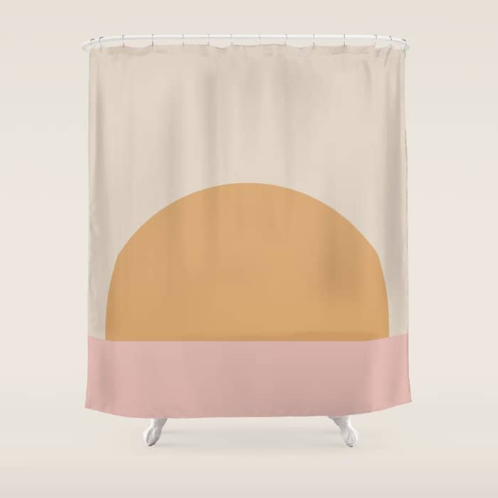 Minimal Sunrise Sunset - Earthy Neutral Shower Curtain
