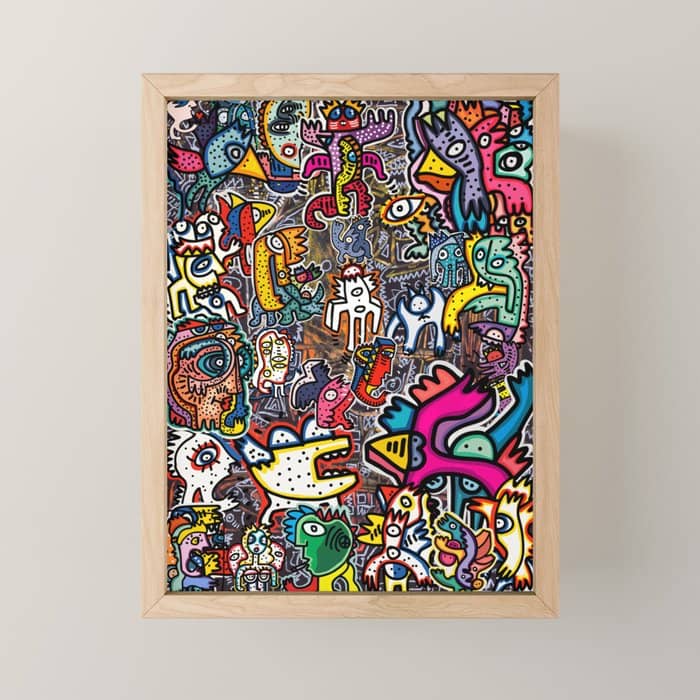 Stickers Attack Street Art Graffiti Mini Art Print