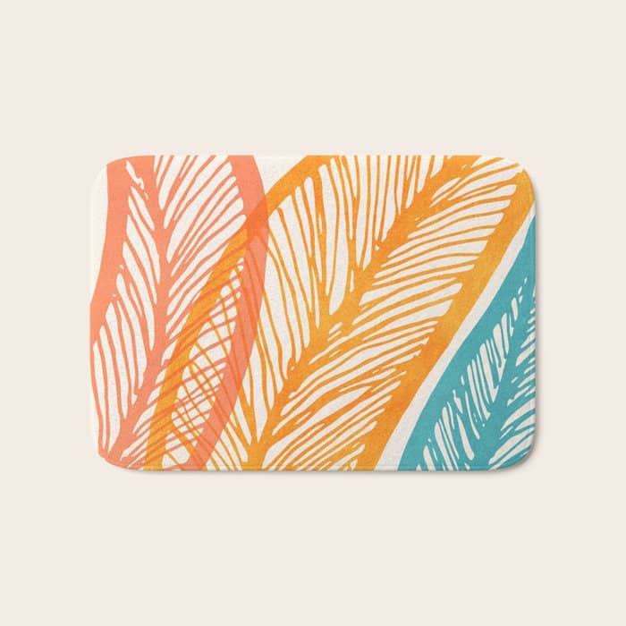 Colorful Tropical Flora - Retro Palette Bath Mat