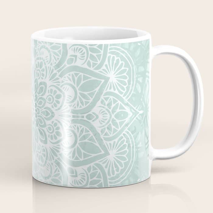 Mandala, Yoga, Love, Flower Of Life, Teal Green Coffee Mug