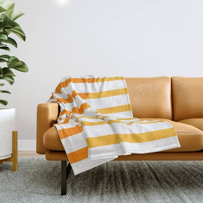 Beach Stripes Orange Yellow Throw Blanket
